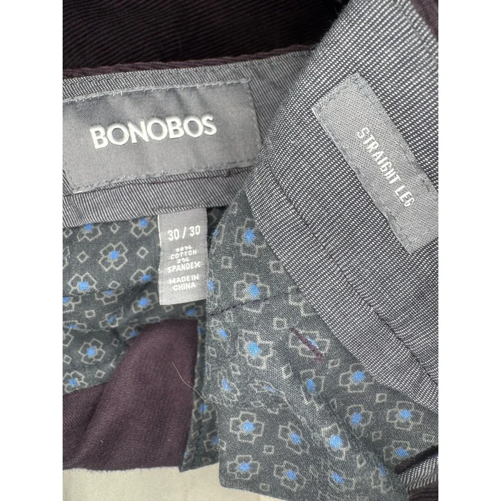 Bonobos Straight Leg Corduroy Pants Mens 30x30 Purple Plum‎ Stretch Trousers